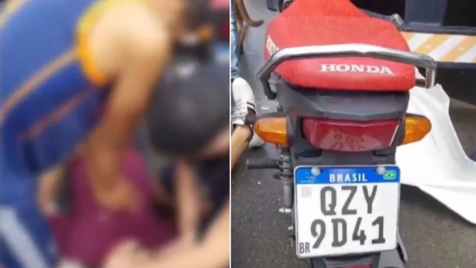 Vídeo mostra homem tentando salvar motociclista após acidente em Manaus