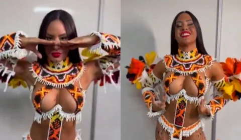 Festival de Parintins: Isabelle Nogueira se apresenta como Cunhã-Poranga