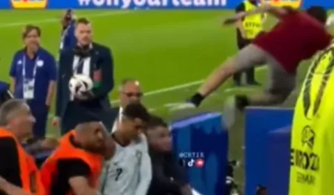 VÍDEO: para proteger Cristiano Ronaldo, segurança se joga na frente do craque
