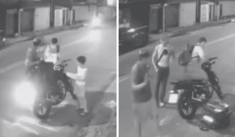 VÍDEO: dupla rouba moto de entregador durante delivery em Manaus