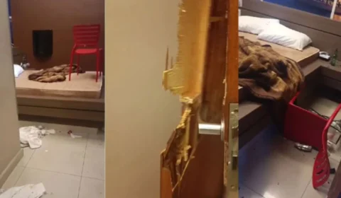 VÍDEO: Casal destrói quarto de motel em briga por fim de relacionamento