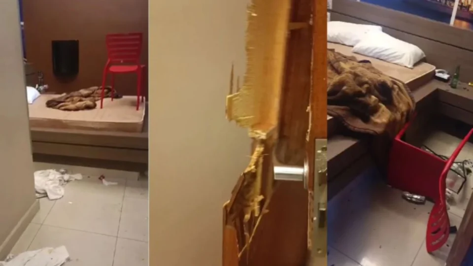 VÍDEO: Casal destrói quarto de motel em briga por fim de relacionamento