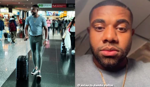 Davi Brito chega a Manaus e relata tensão em voo: ‘Me tremendo aqui’