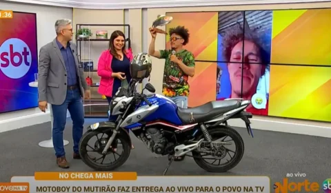 Motoboy da feira do produtor ‘invade’ a TV Norte Amazonas