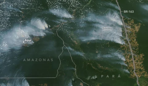 NASA detecta fumaça ‘intensa e inusitada’ de queimadas na Amazônia