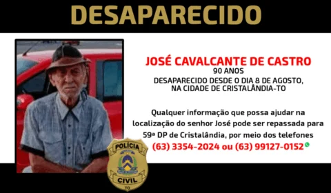 Idoso de 90 anos está desaparecido há cinco dias