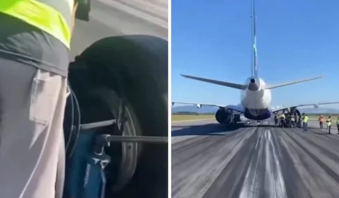 Pneus de avião ‘rasgam’ em pouso no aeroporto de Florianópolis