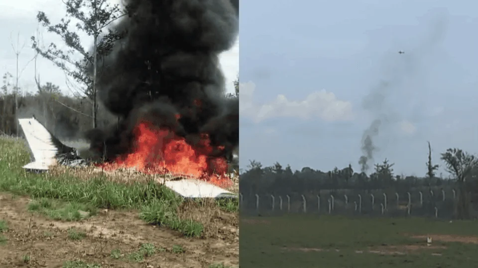 Avião cai no Amazonas e pega fogo após impacto no solo