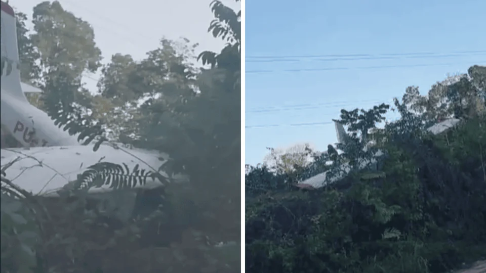 VÍDEO: Avião cai na BR-174 e quase atinge carros que passavam na rodovia