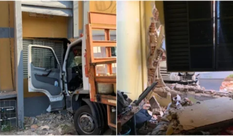 Caminhão com botijas de gás invade condomínio em Manaus; veja vídeo