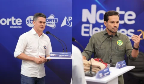 Debate na TV Norte: ‘Quando é conveniente você apoia o PT’, diz David Almeida para Alberto Neto