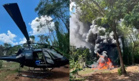 FAB destrói helicóptero usado no garimpo ilegal na Terra Yanomami