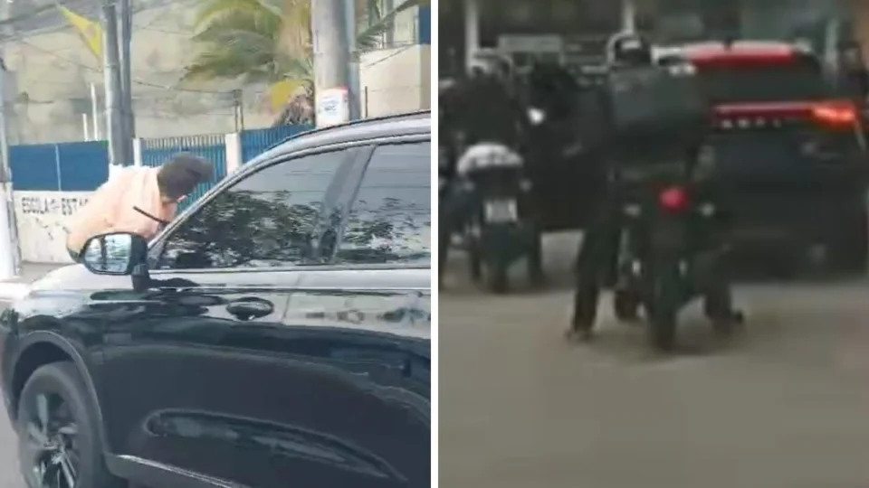 Motociclistas param carro que arrastou idoso em Manaus e enfrentam motorista; assista