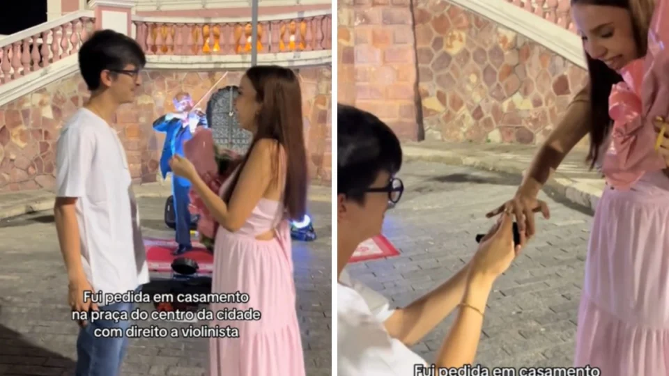 Pedido de casamento em frente ao Teatro Amazonas viraliza em Manaus; assista