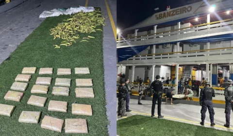 Drogas escondidas em sacos de bananas são apreendidas dentro de embarcação no AM