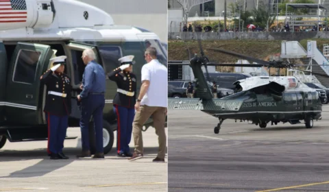 Joe Biden realiza sobrevoo sobre Manaus após desembarque