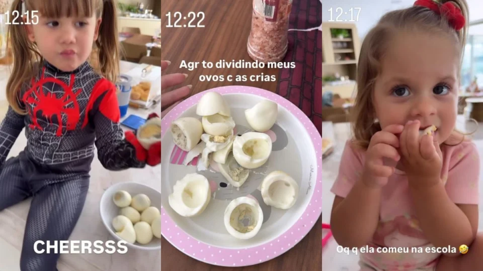 Dieta do ovo: Virgínia aparece dando claras cozidas às filhas após polêmica com alimentação