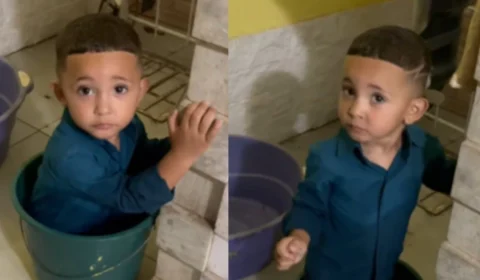 VÍDEO: Menino entra em balde com água minutos antes de casamento e viraliza