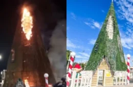 Incêndio em árvore de Natal de Rio Branco foi causado por curto-circuito, diz Secretaria; confira