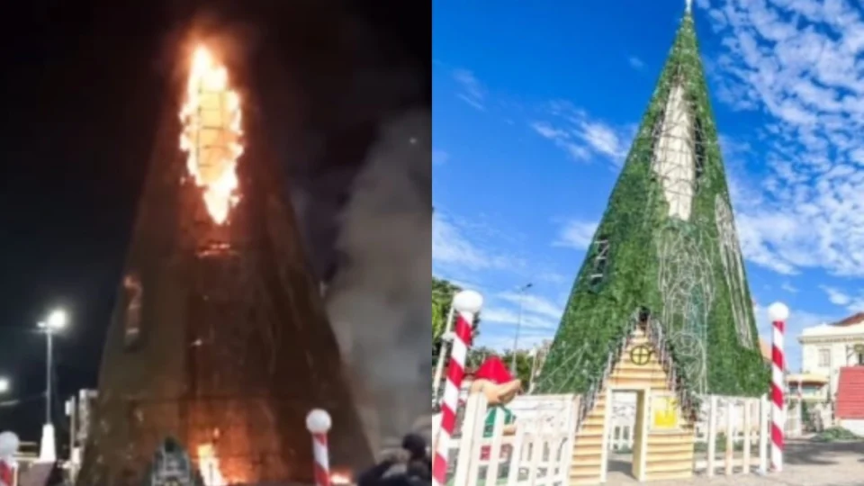 Incêndio em árvore de Natal de Rio Branco foi causado por curto-circuito, diz Secretaria; confira