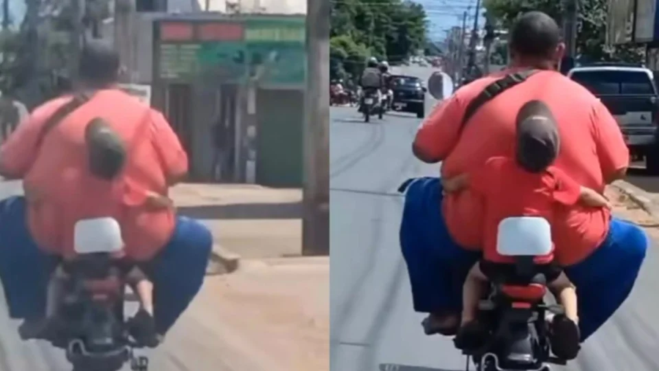 Perigo! Vídeo de criança na garupa de moto em Roraima viraliza nas redes; assista