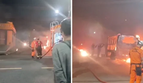 Ônibus de rota é consumido por incêndio e assusta moradores em Manaus