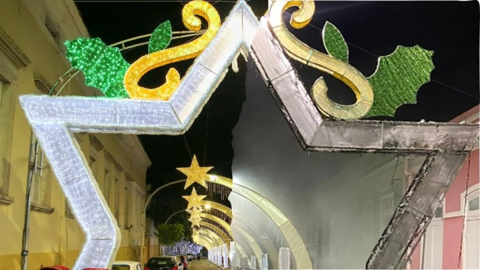 Portal natalino tem estrutura queimada por suposto ato de vandalismo em Manaus