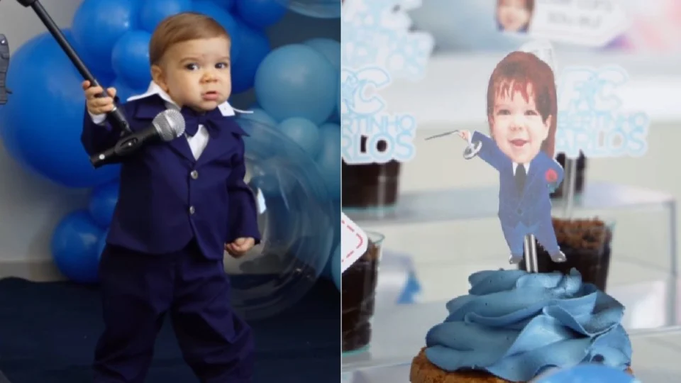“Robertinho Carlos”: bebê faz sucesso com tema de mesversário
