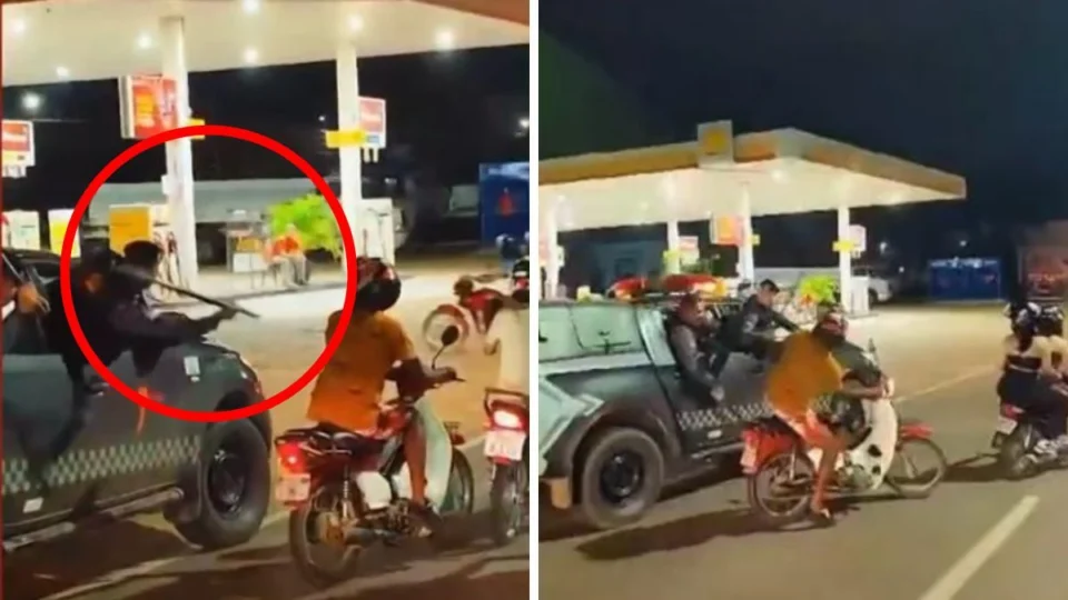 VÍDEO: motociclista é surpreendido com ‘cassetada’ de PM em carreata de Natal em RO