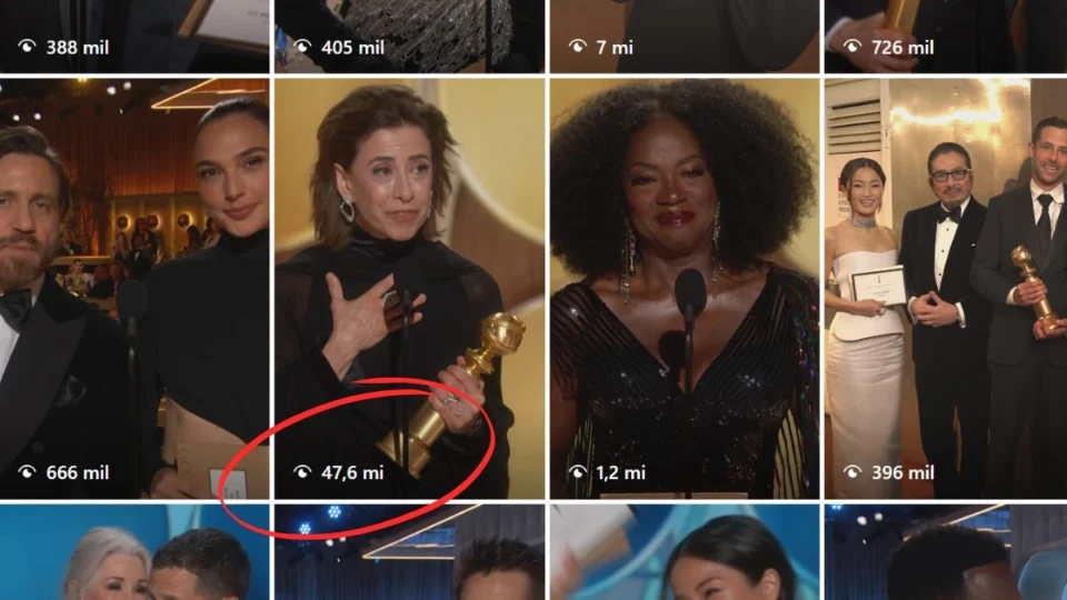 Brasileiros invadem postagem do Globo de Ouro e vídeo de Fernanda Torres supera 47 milhões de visualizações