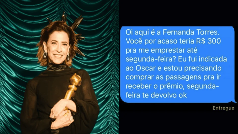 Golpistas fingem ser Fernanda Torres para conseguir dinheiro e ir ao Oscar