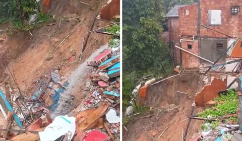 Tubulações causam deslizamento e deixam casas em risco no Mauazinho, em Manaus; veja vídeo