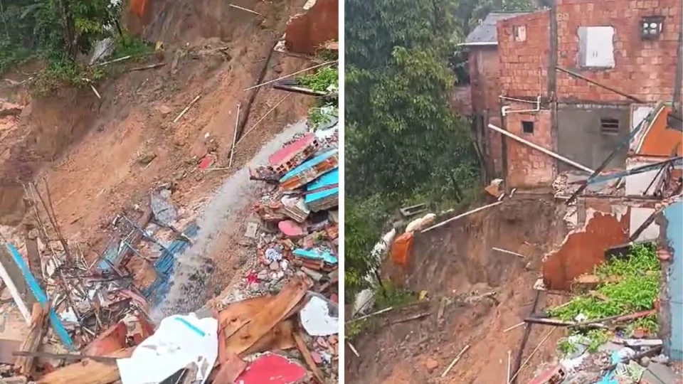 Tubulações causam deslizamento e deixam casas em risco no Mauazinho, em Manaus; veja vídeo