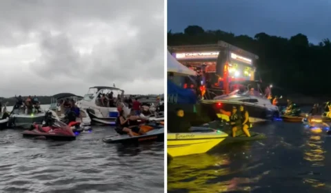 Festa no meio do rio Negro viraliza nas redes sociais e chama atenção em Manaus; veja vídeo