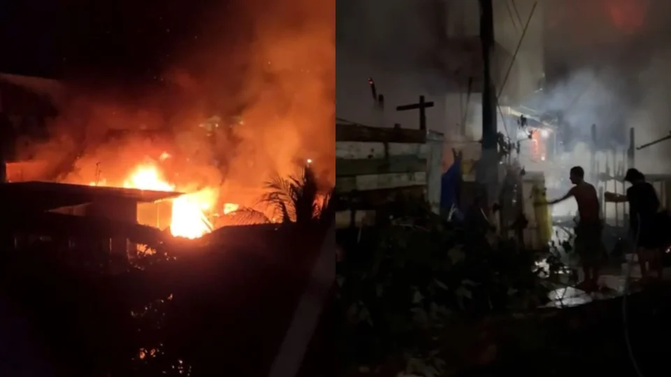 VÍDEOS: Incêndio destrói sete casas em Manaus; mãe e filho morrem carbonizados