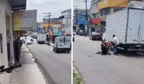 Criminosos invadem joalheria, trocam tiros e motorista é baleado em Manaus; veja vídeo