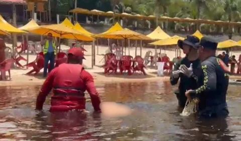 Bombeiros são chamados para resgatar corpo que boiou no balneário em Manaus; veja vídeo