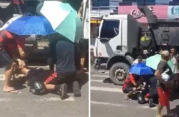 Idosa é atropelada por caminhão ao tentar atravessar em faixa de pedestres em Manaus; veja vídeo