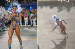 Musa da Viradouro, Lore Improta leva tombo durante desfile; veja vídeo