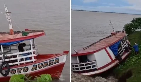 Barco colide contra barranco após piloto dormir no Amazonas; veja vídeo