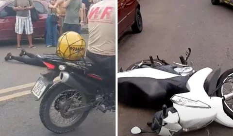 Professora sofre acidente de moto e fica ferida ao ultrapassar ônibus em Manaus