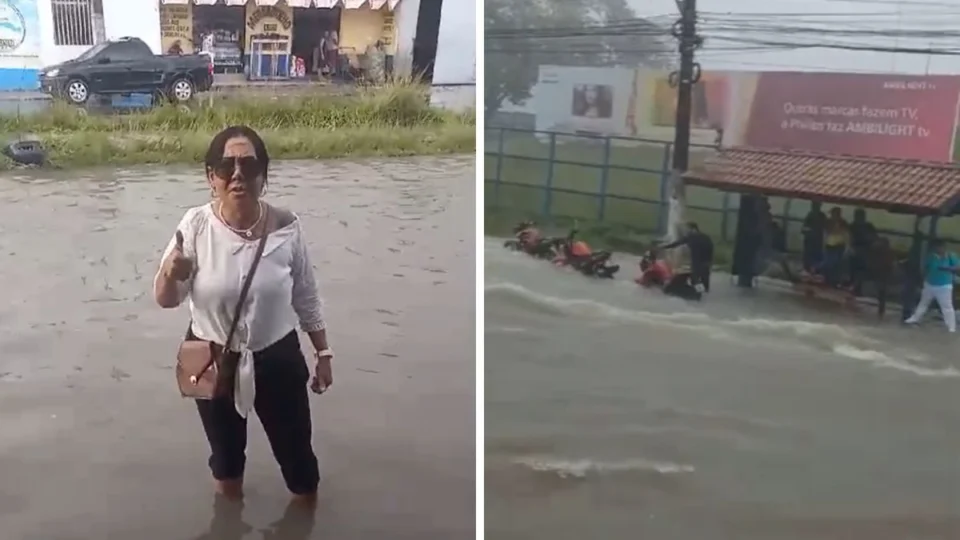 VÍDEO: moradores se revoltam com ruas alagadas após forte chuva em Manaus