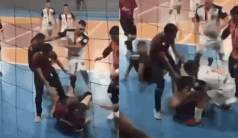 VÍDEO: Árbitro é agredido por jogadores e técnico durante semifinal de futsal no interior do Acre