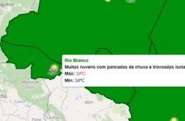 Chuvas podem chegar a 70mm na próxima semana e elevar nível dos rios no Acre