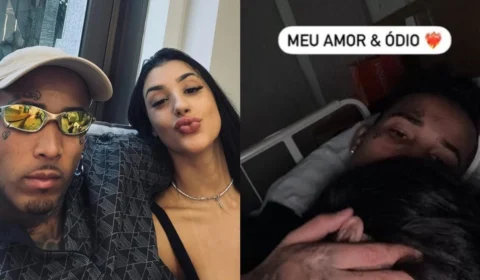 Fim da briga? Gato Preto posta foto com Bia Miranda no hospital e declara: ‘Meu amor e ódio’