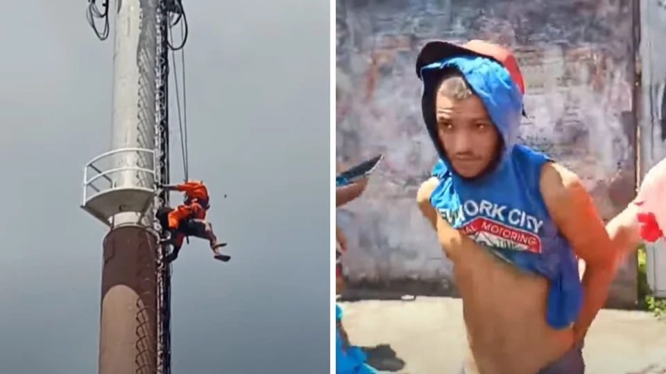 Homem fica preso em torre após tentar furtar fios no bairro Compensa, em Manaus
