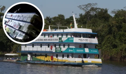 VÍDEO: Barco Hospital que atende ribeirinhos afunda no rio Mamoré em Guajará-Mirim (RO)