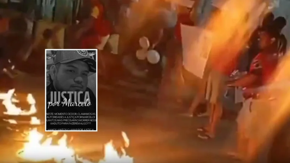 VÍDEO: moradores fazem manifestação no ‘Viaduto da Morte’, na Bola do Produtor, após morte de motociclista