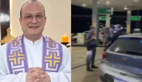 VÍDEO: Padre bêbado perde o controle, quebra garrafas e ameaça frentistas em posto de gasolina