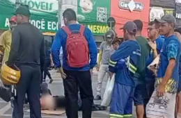 VÍDEO: motociclista fica ferido após ser atropelado por ‘amarelinho’ em Manaus